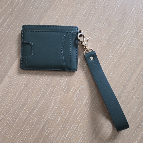 Andar Pine Green Denner Leather Card Holder with Strap - Picture 2 of 2